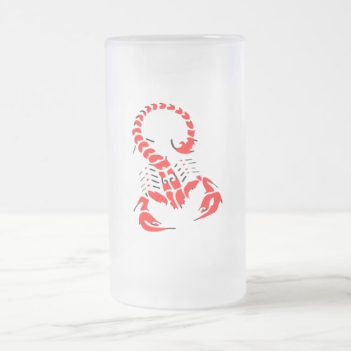 Red poisonous scorpion very venomous insect frosted glass beer mug