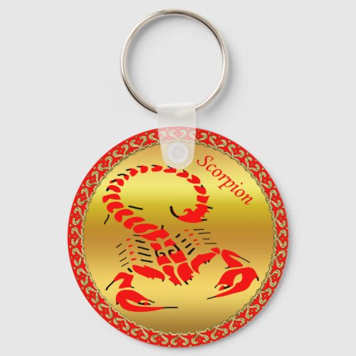 Red poisonous scorpion very venomous insect keychain