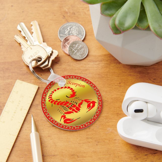 Red poisonous scorpion very venomous insect keychain (Desk)