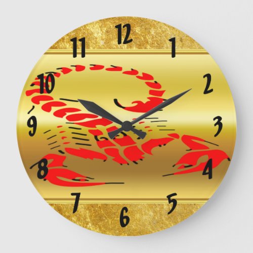 Red poisonous scorpion very venomous insect large clock