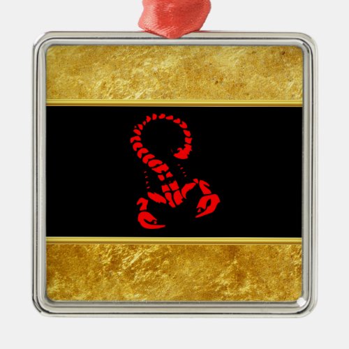 Red poisonous scorpion very venomous insect metal ornament