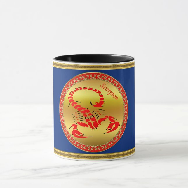 Red poisonous scorpion very venomous insect mug (Center)