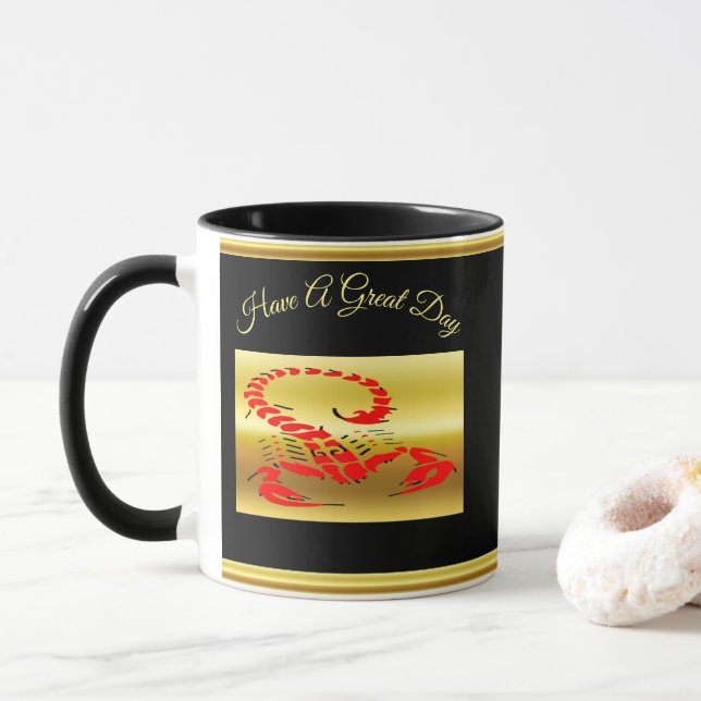 Red poisonous scorpion very venomous insect mug (With Donut)