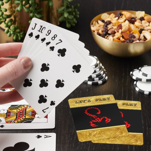 Red poisonous scorpion very venomous insect poker cards (In Situ)