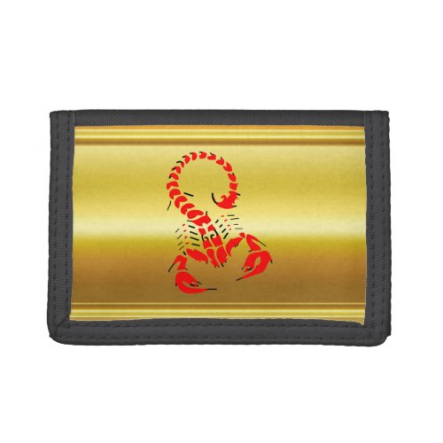 Red poisonous scorpion very venomous insect trifold wallet