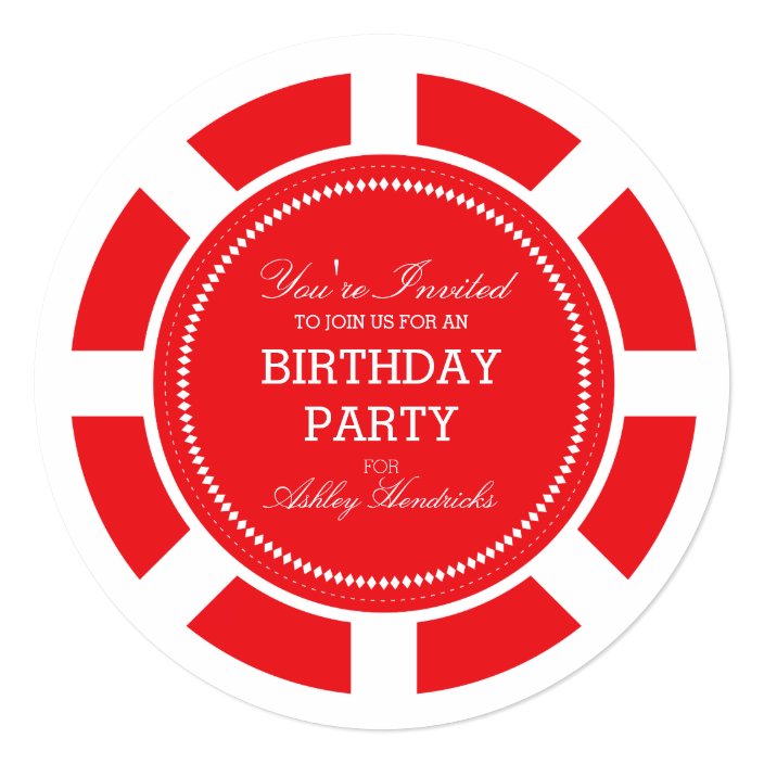 Red Poker Chip Birthday Party Invitation | Zazzle.com