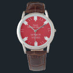 Red Poker Chip Casino Themed Best Man Gift  Watch<br><div class="desc">Las Vegas casino gambling themed wedding best man / groomsman gift watch done in a red and white poker chip looking dial face.  Personalize all the text fields  to suit your  wedding needs.  Matching products are available.</div>