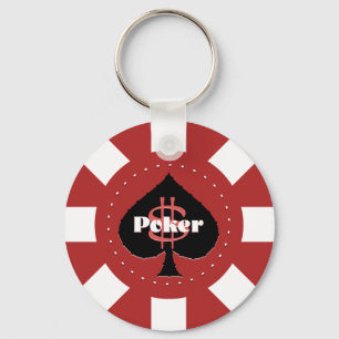 Red Poker Chip Keychain