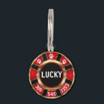 Red Poker Chip | Personalize Pet ID Tag<br><div class="desc">Animal Pet ID Tag ready for you to personalize. ✔NOTE: ONLY CHANGE THE TEMPLATE AREAS NEEDED! 😀 If needed, you can remove the text and start fresh adding whatever text and font you like. 📌If you need further customization, please click the "Click to Customize further" or "Customize or Edit Design"...</div>