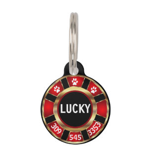 Red Poker Chip Personalize Pet ID Tag