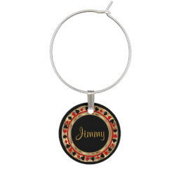 Red Poker Game Card Player | Personalize Wine Charm