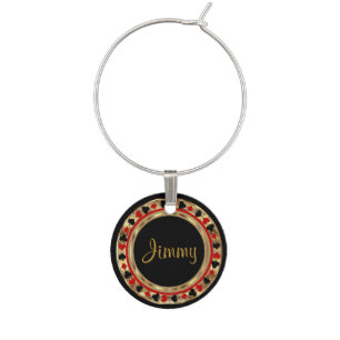 Red Poker Game Card Player   Personalize Wine Charm