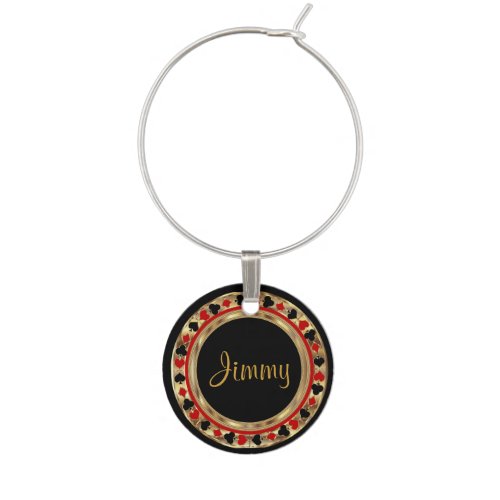 Red Poker Game Card Player  Personalize Wine Charm