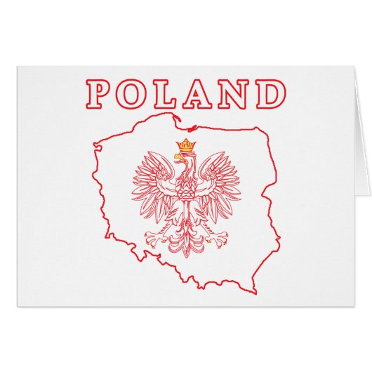 Red Poland Map With Eagle Cards (Front Horizontal)