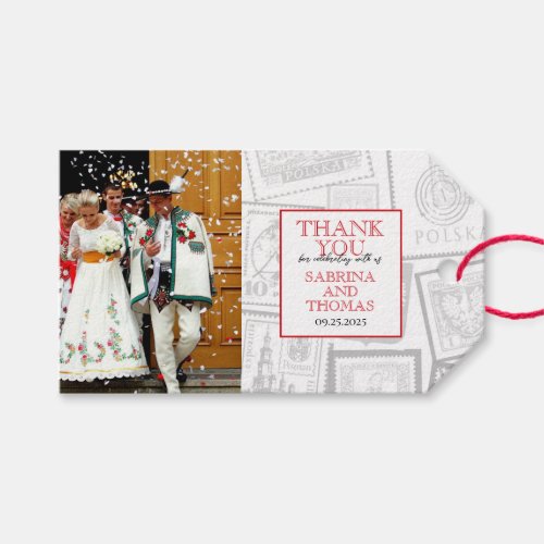Red Poland Wedding Photo Gift Tags