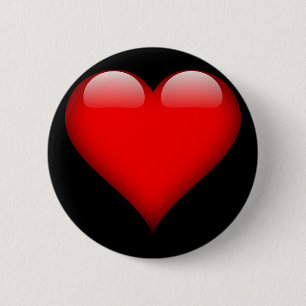 Red polished heart pinback button