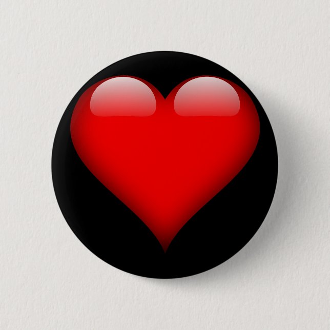 Red polished heart pinback button (Front)