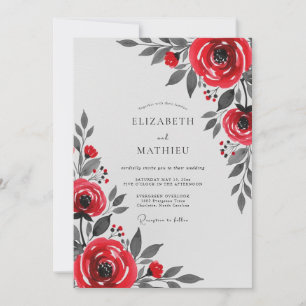 Red Polished Winter Wedding Invitation