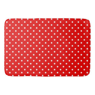 Red polka dot bathroom mat