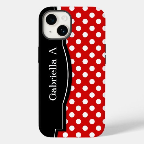 Red Polka Dot Black Frame Case_Mate iPhone 14 Case