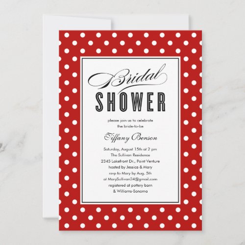 Red Polka Dot Bridal Shower Invitations