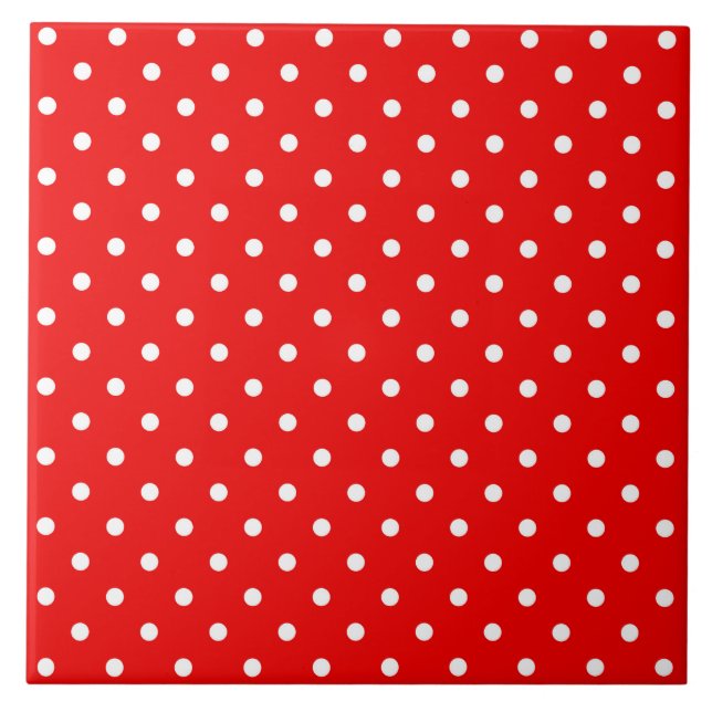 Red polka dot ceramic tile (Front)
