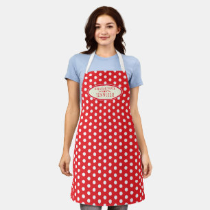 Red polka dot christmas star cake baking custom apron