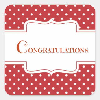 Red Polka Dot Congratulations Square Sticker