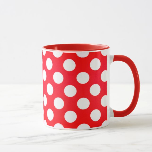 Red Polka Dot Cup Customize Coffee Mug (Right)