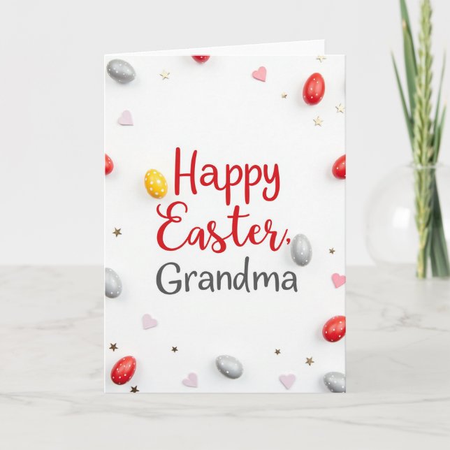 Red Polka Dot Easter Grandma Card (Front)