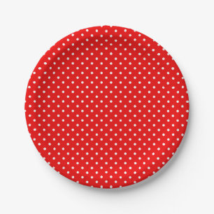 Red polka dot favor box paper plates