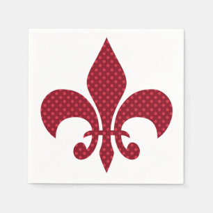 Red Polka Dot Fleur de Lis Paper Napkins