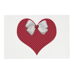Red Polka Dot Heart Placemat