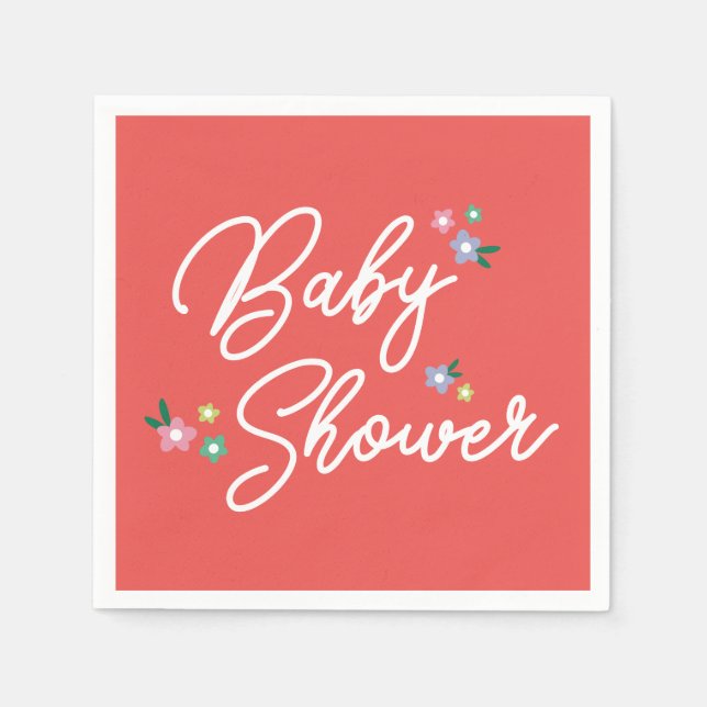 Red Polka Dot Ladybug Baby Girl Shower Napkins (Front)