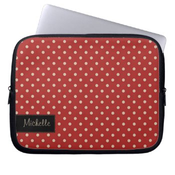 Red Polka Dot Laptop Sleeve With Your Name by eventfulcards at Zazzle