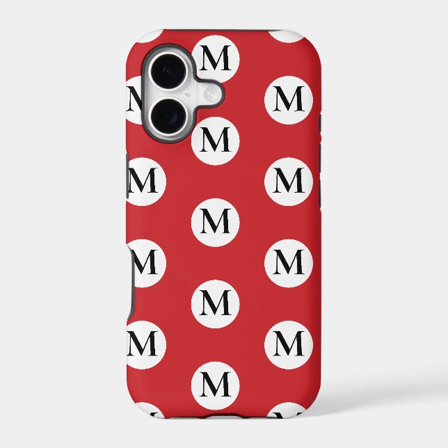 Red Polka Dot Monogram  Iphone Case (Back)