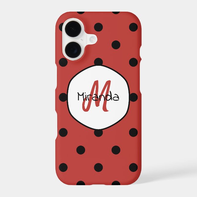 Red Polka Dot Monogram Iphone Case (Back)