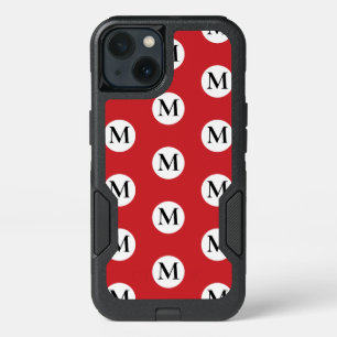 Red Polka Dot Monogram  iPhone 13 Case