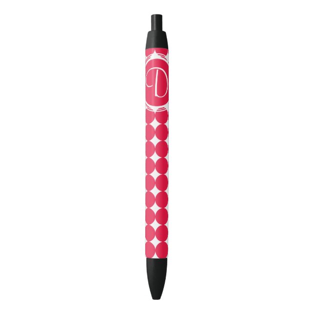 Red Polka Dot Monogram Pen (Front Vertical)