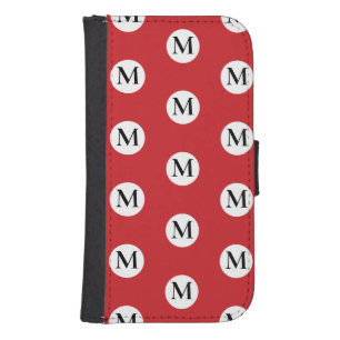 Red Polka Dot Monogram Galaxy S4 Wallet Case