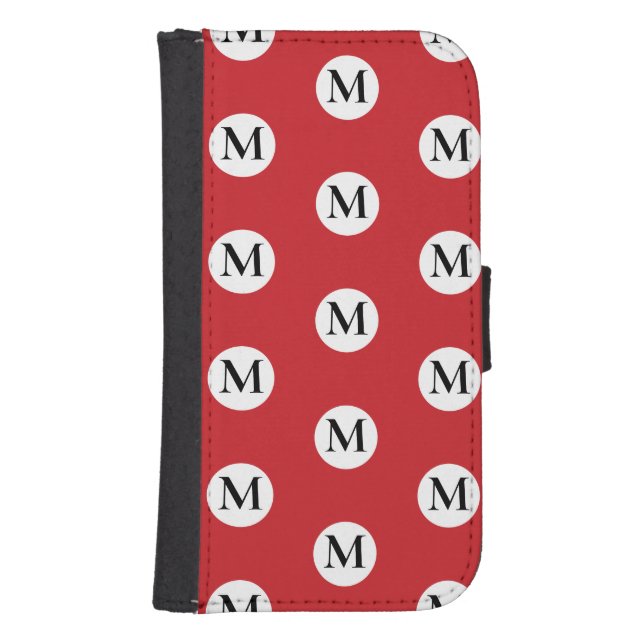 Red Polka Dot Monogram  Samsung Galaxy Wallet Case (Front)