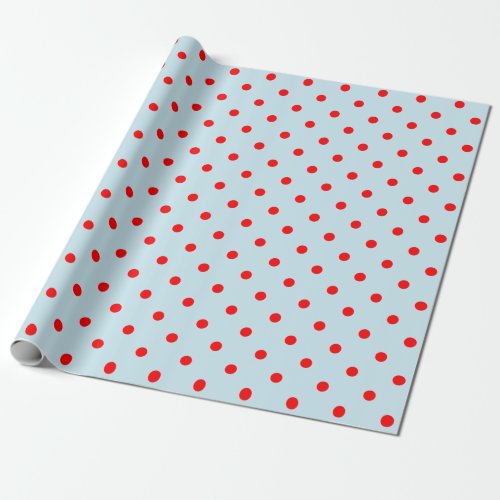 Red Polka Dot on Pale Blue Large Space Wrapping Paper