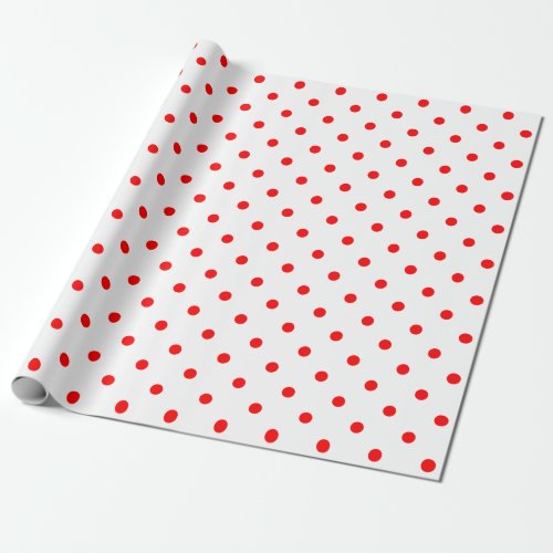 Red Polka Dot on White Large Space Wrapping Paper