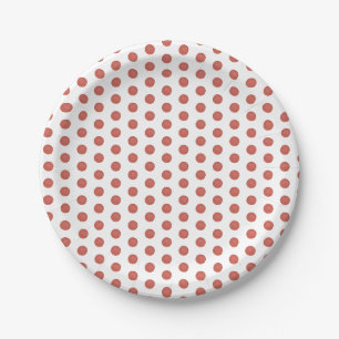 Red Polka Dot Pattern on White Simple Minimalist Paper Plates