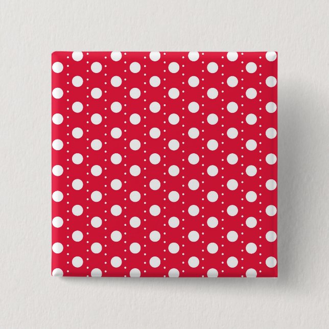 Red Polka Dot Pattern Pinback Button (Front)