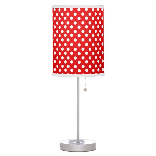 Red polka dot pattern table lamp (Left)