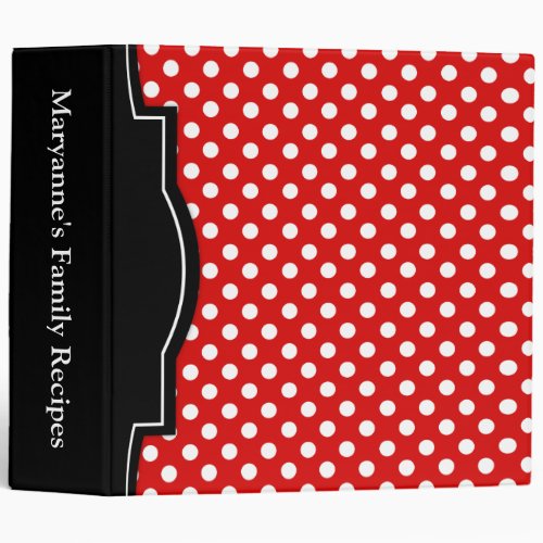 Red Polka Dot personalized 2 Recipe Binder