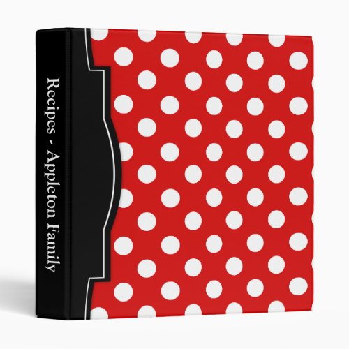 Red Polka Dot personalized Recipe Binder