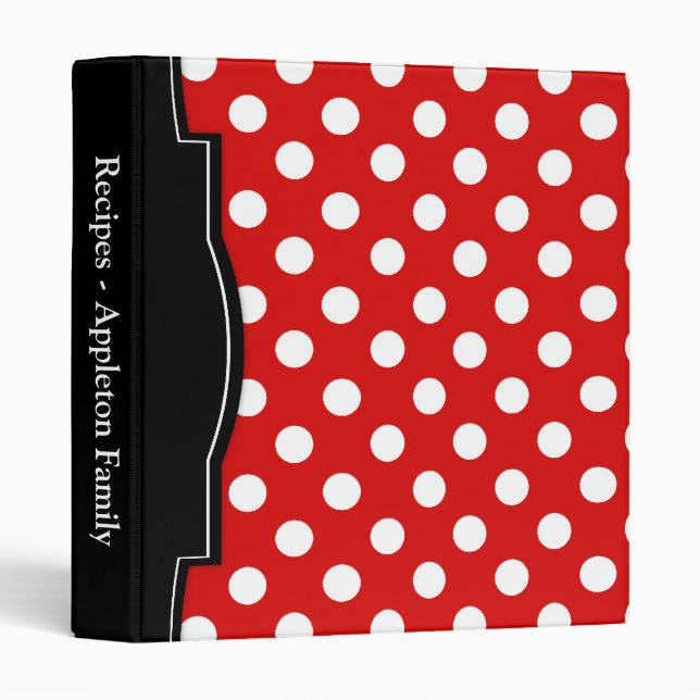 Red Polka Dot personalized Recipe Binder (Front/Spine)