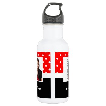 Red Polka Dot Photo Template Water Bottle by photogiftz at Zazzle
